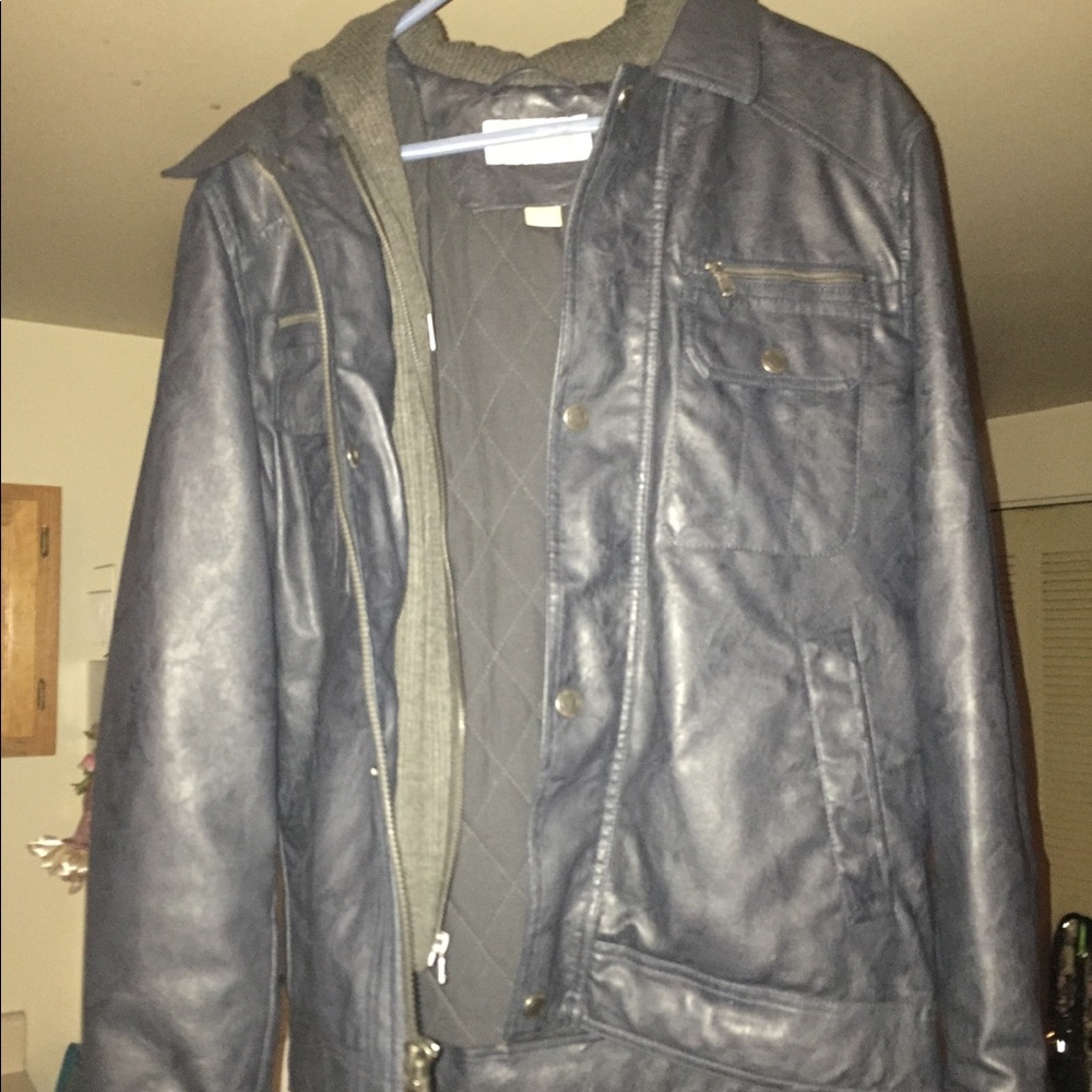Michael Kors Blue Faux Leather Jacket
